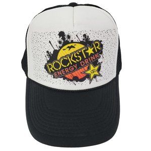 Rockstar Energy Drink Hat Snapback‎ Trucker Cap Mesh Back Black OSFM Streetwear